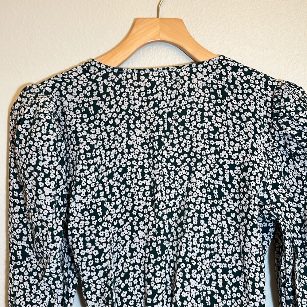 Free People Green White Floral Wrap Style Dress - Picture 9 of 13